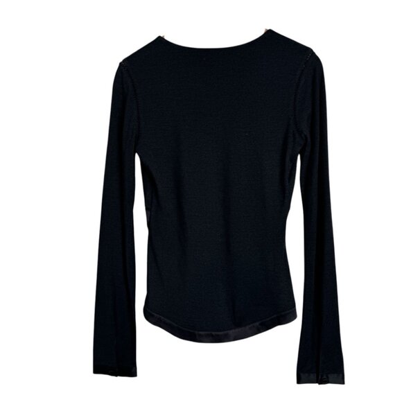 Moschino Jeans Y2K button front satin trimmed cardigan long sleeve top - Picture 2 of 7